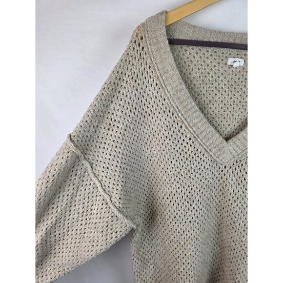 Aerie Women's Sweater Plus Size XXL Beige Oversize Long Sleeve Open Knit Top - Picture 5 of 12